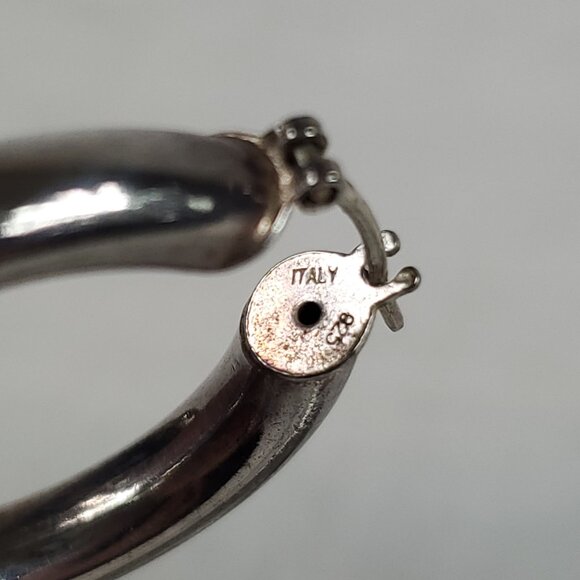 Italy Silver 925 Chunky Medium Tube Hoop Earrings - Picture 5 of 6